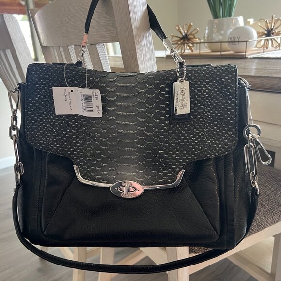 Coach Madison Glitter Python Sadie Flap Satchel (COACH F26338) - Picture 1 of 8
